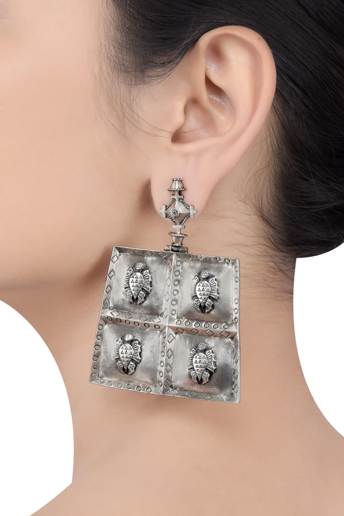 Silver Plated Turtle Folk Tale Earrings