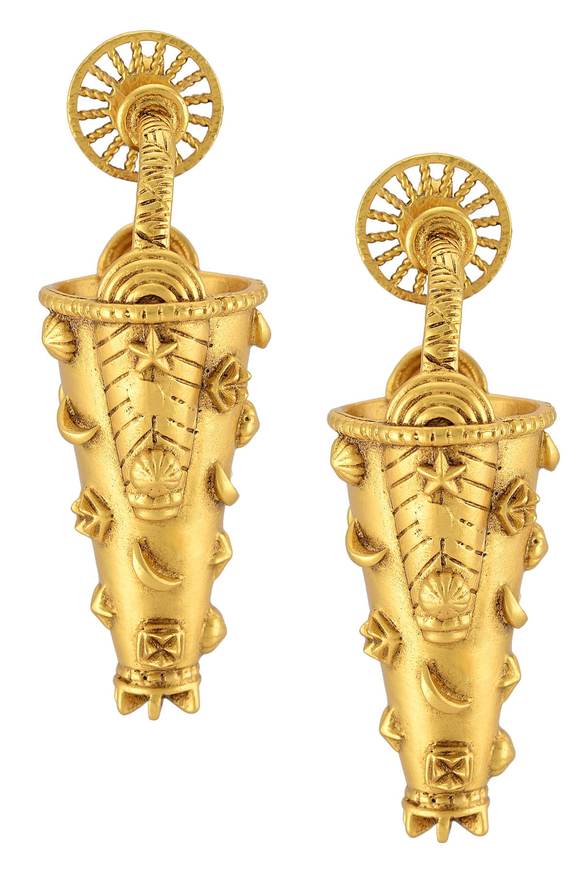 Gold Plated Ivory Coast Charm Bucket Earrings