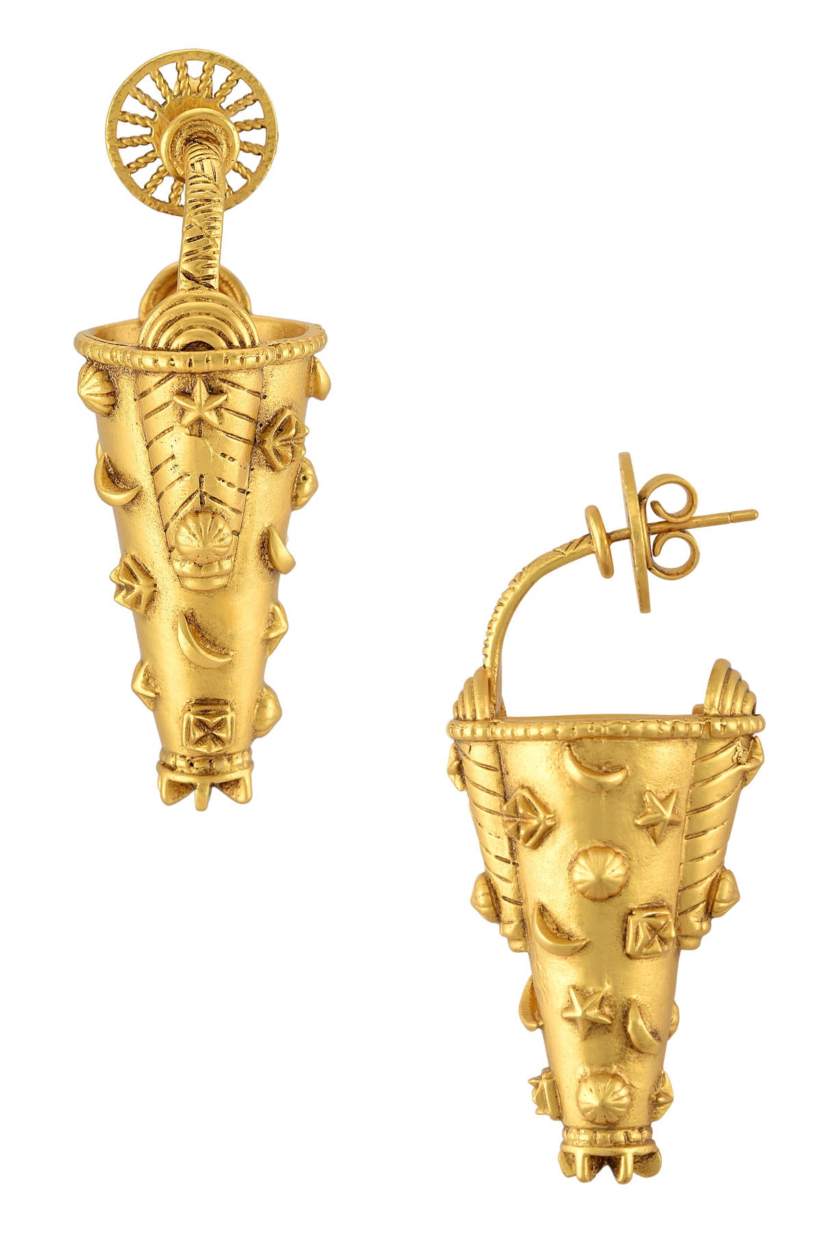 Gold Plated Ivory Coast Charm Bucket Earrings