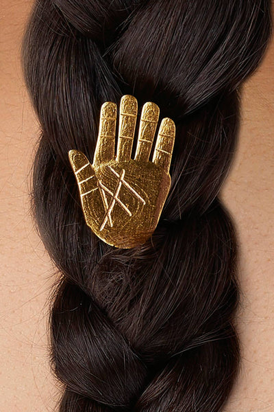 Gold palm hair pin