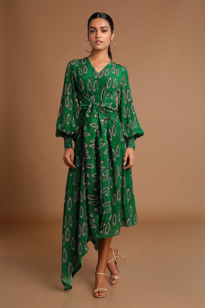Green Swinging Doll Asymmetrical Dress