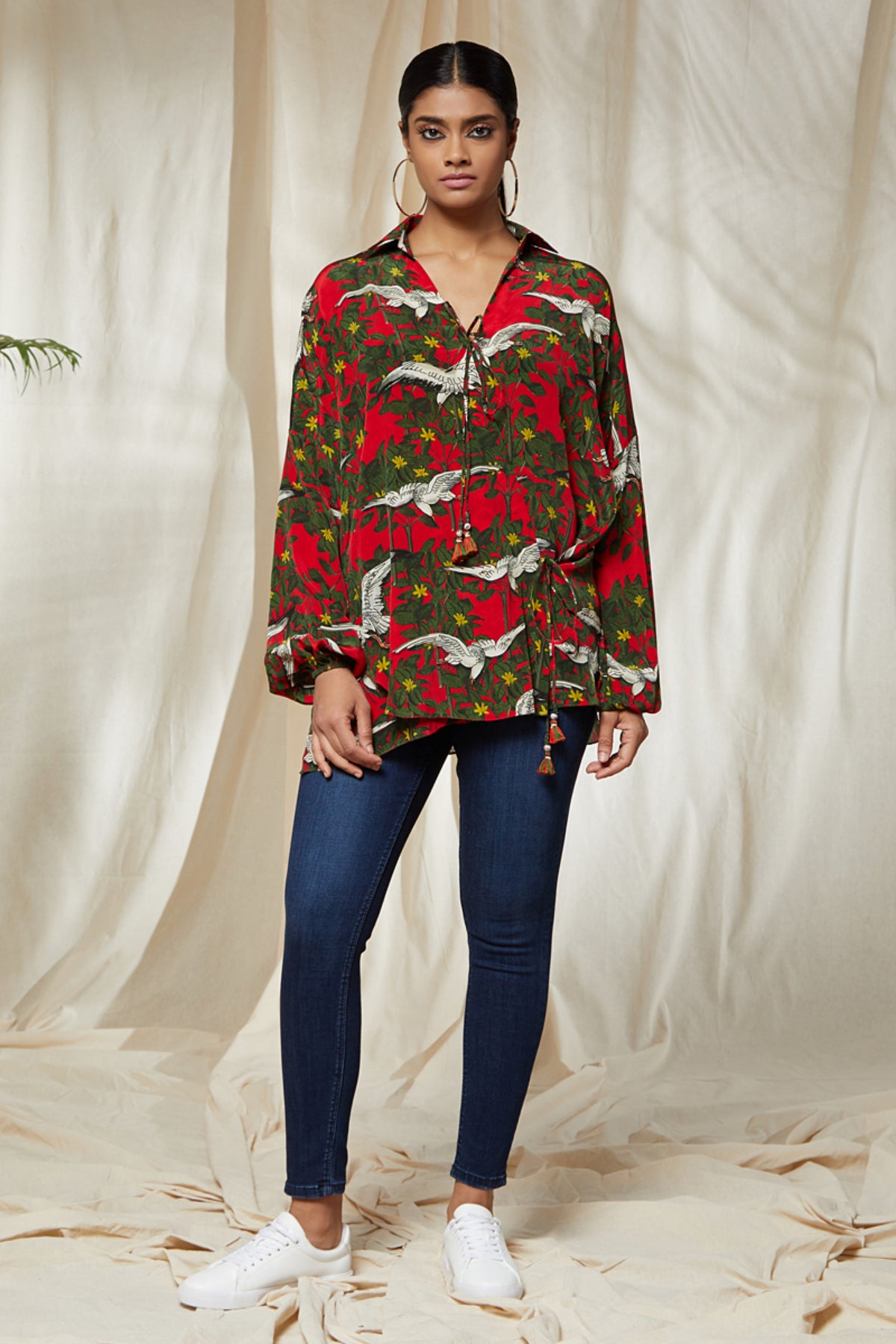 Red Fire Of Forest Wrap Shirt