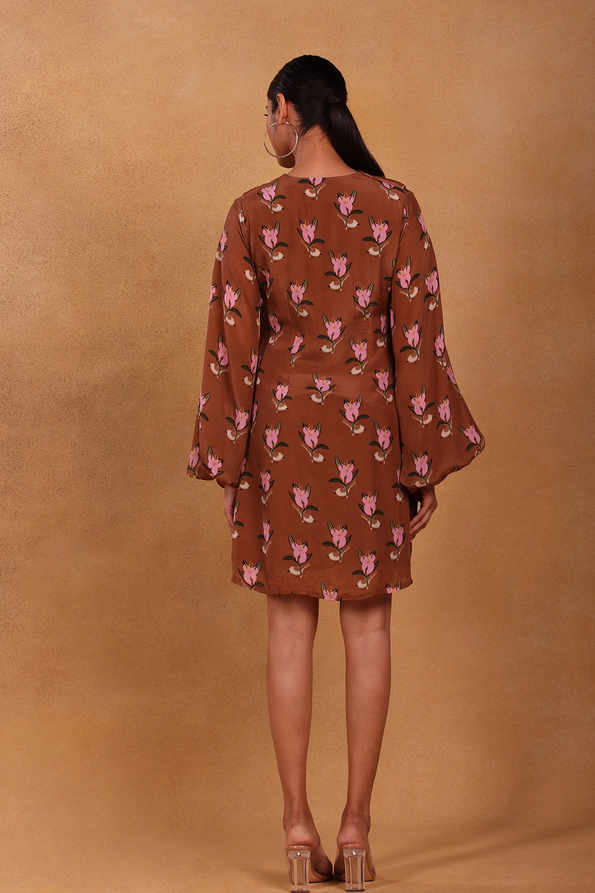 Brown Canary Blossom Peter Pan Dress